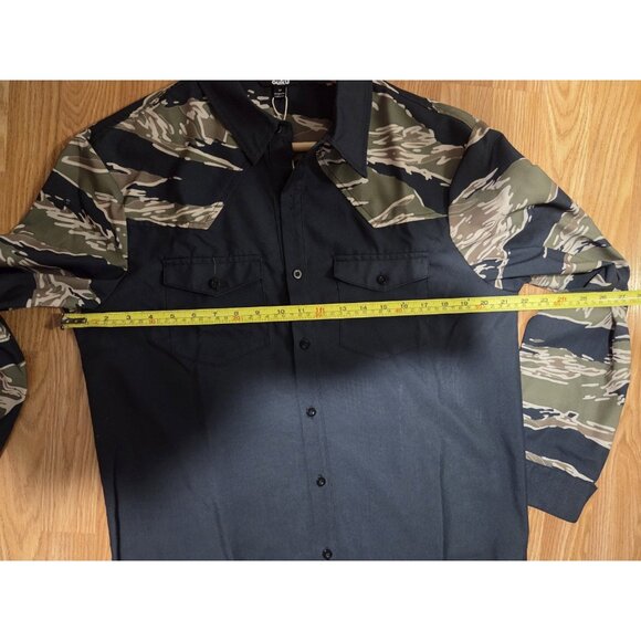 Ouku Men Shirt Long Sleeves Size Medium Black and Camo Collared New With Tag - Picture 7 of 8
